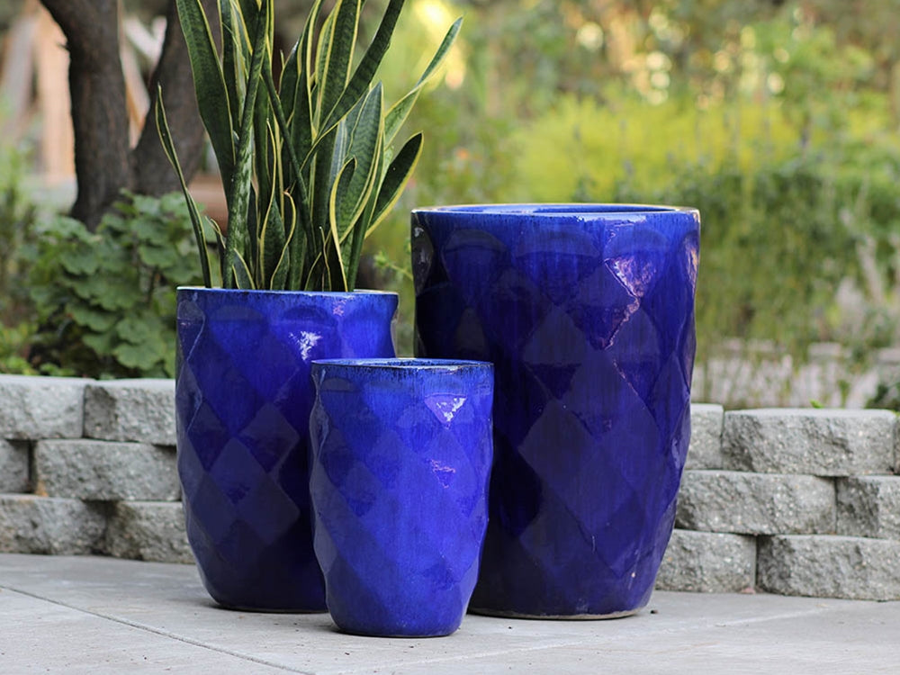 set of 3 outdoor plant pots Medium High Diamond Planter