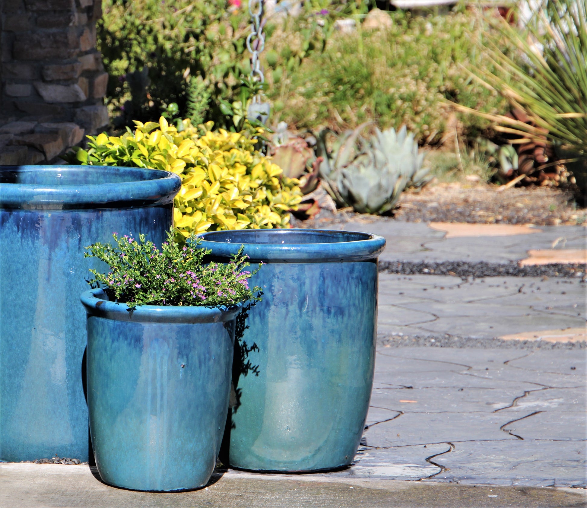 petrol blue plant pot Tall Garden Pot