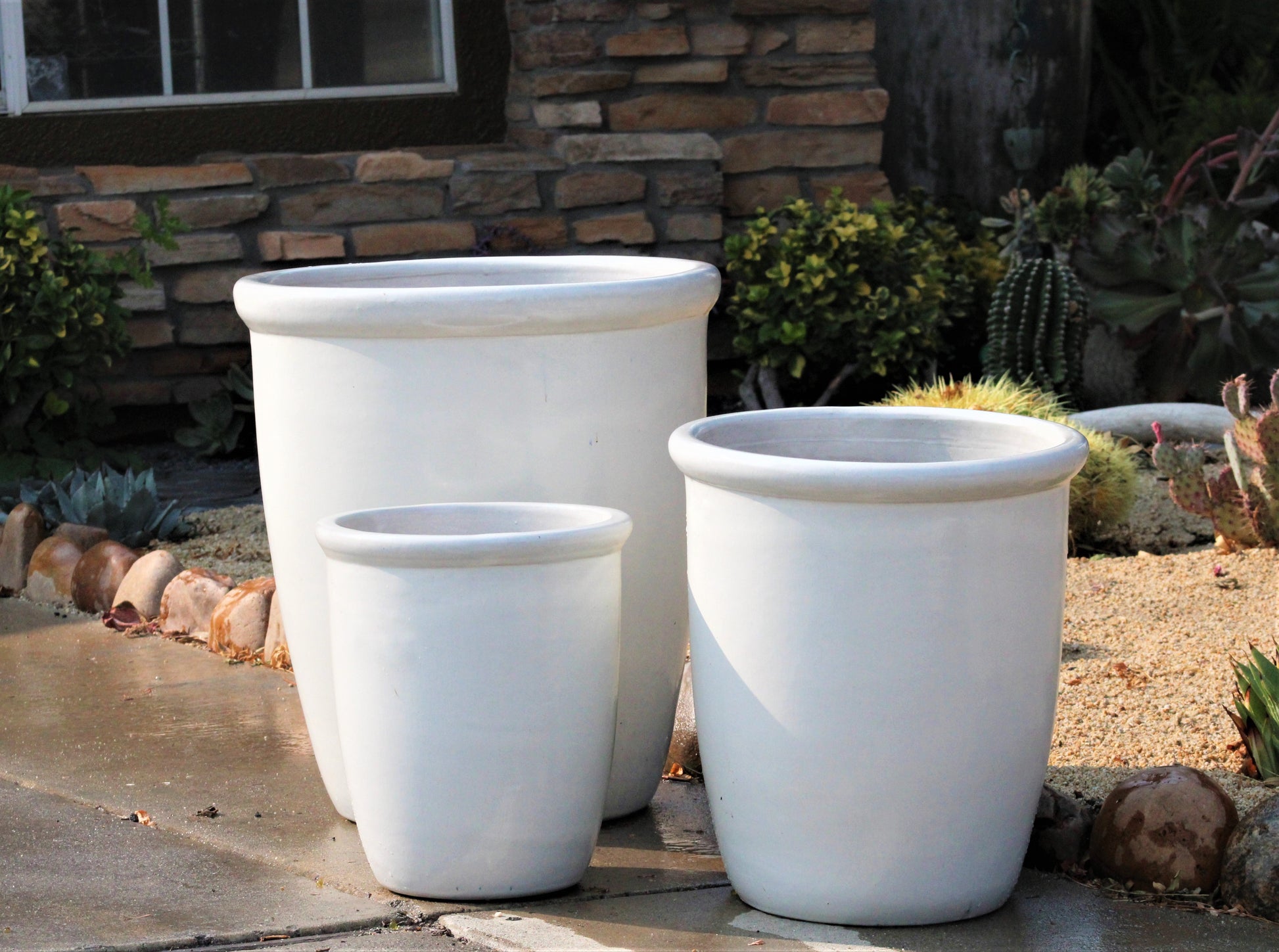 tall white plant pots outdoor Tall Garden Pot