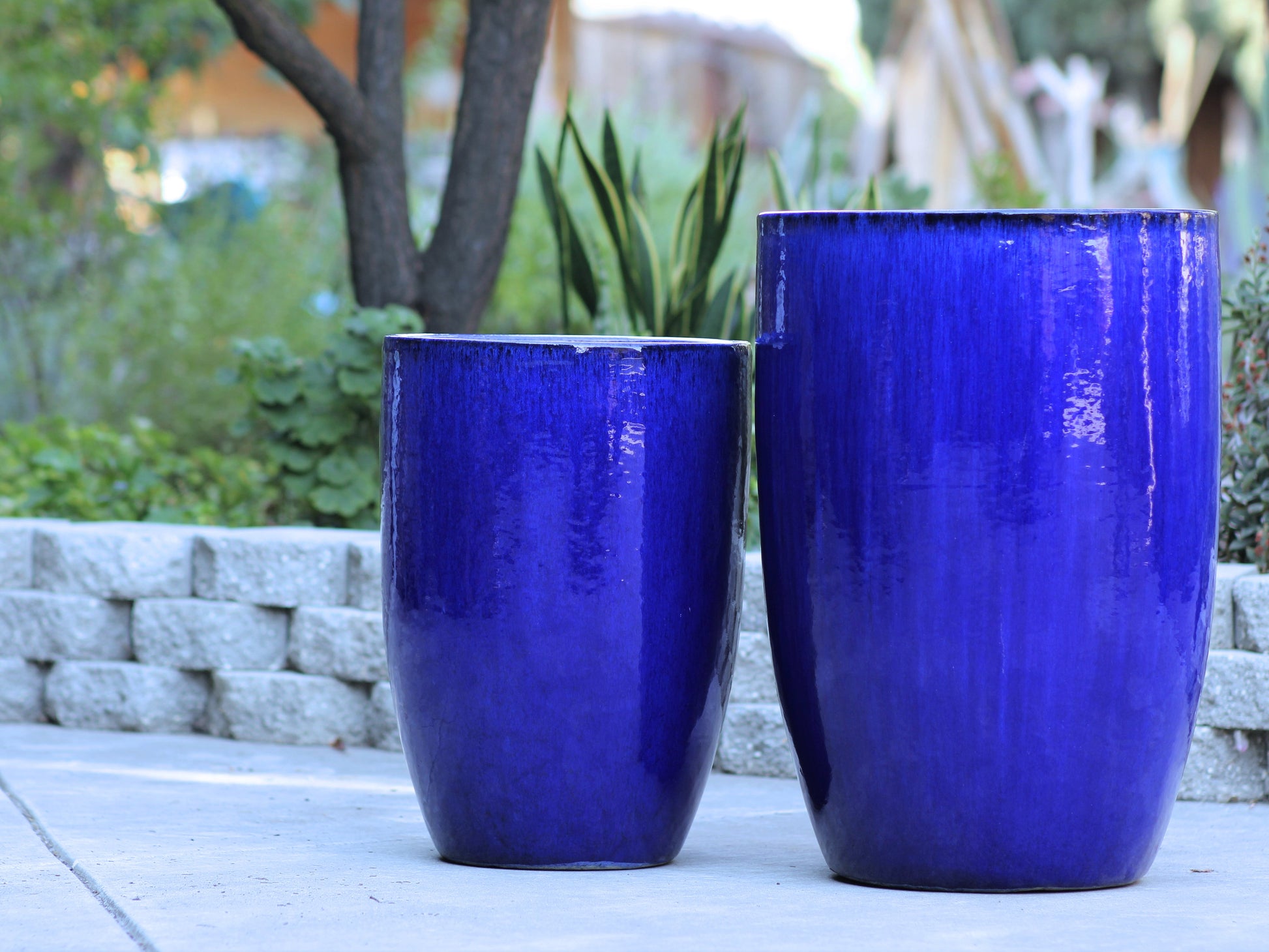 tall outdoor planter pots Tall Barrel Planters