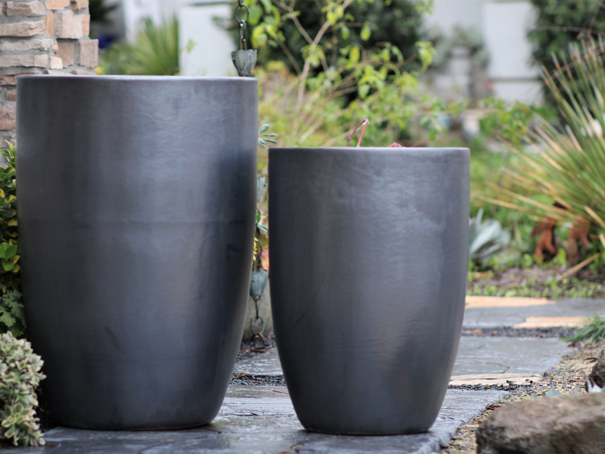 oversized plant pots outdoor Tall Barrel Planters