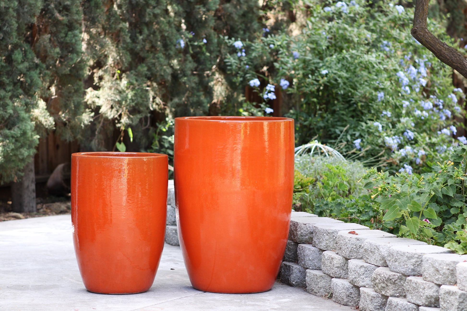 large tall outdoor plant pots Tall Barrel Planters