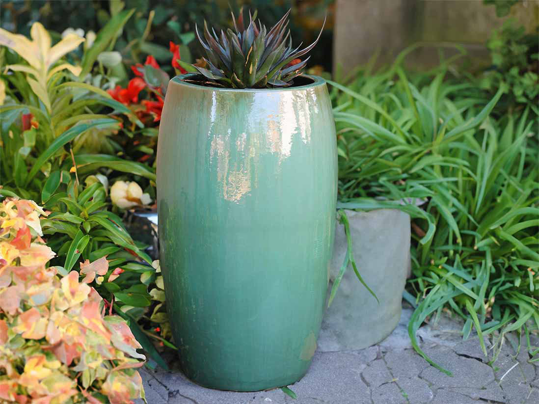 oil drum plant pot Drum Shaped Planter – JACKALOPE POTTERY