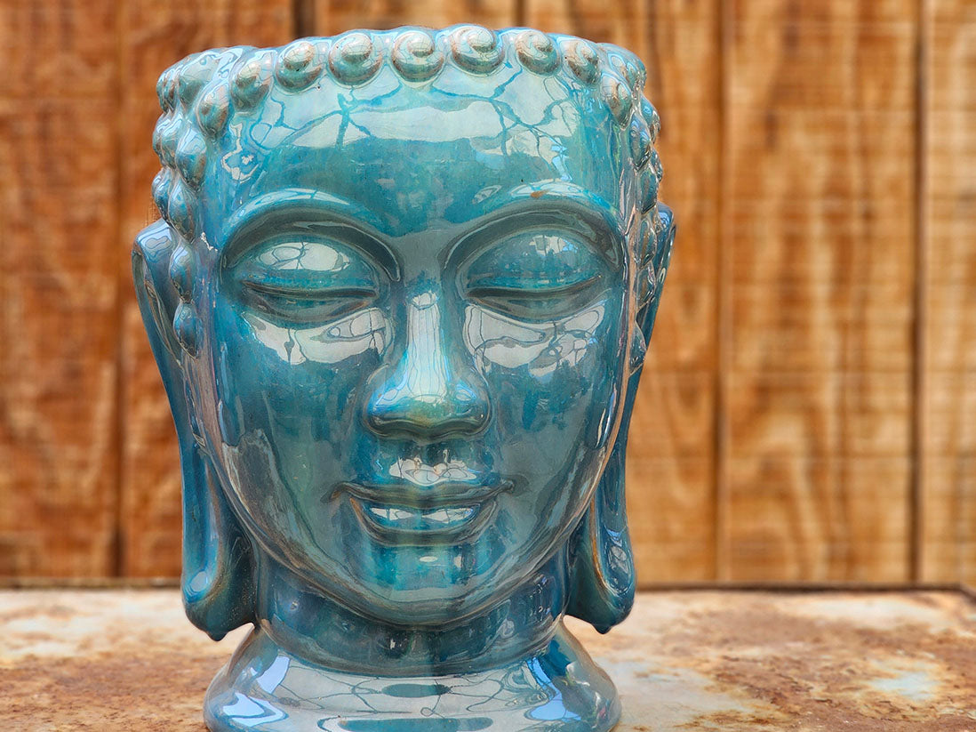 large buddha head plant pot Buddha Head Planter – JACKALOPE POTTERY